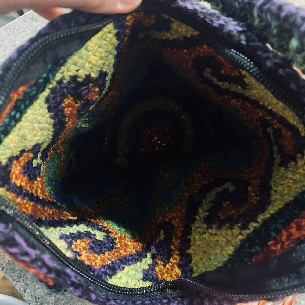 Woven Handmade Circle Bottom Colorful Crossbody‎ Bucket Purse Guatemalan Fun